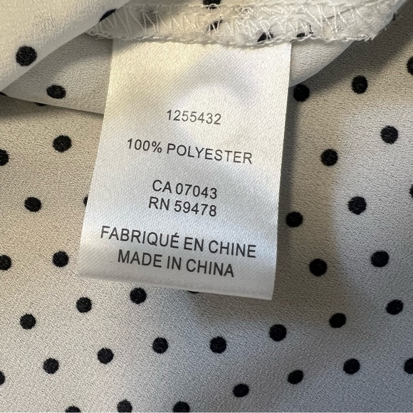 Jones New York White Black Sleeveless Polka Dot Tied Up Collar Blouse Top XL - Picture 9 of 11